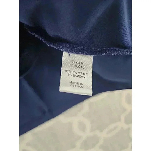 Zenana Round Neck Long Sleeve Stretch Navy Blue Blouse L - Picture 8 of 9